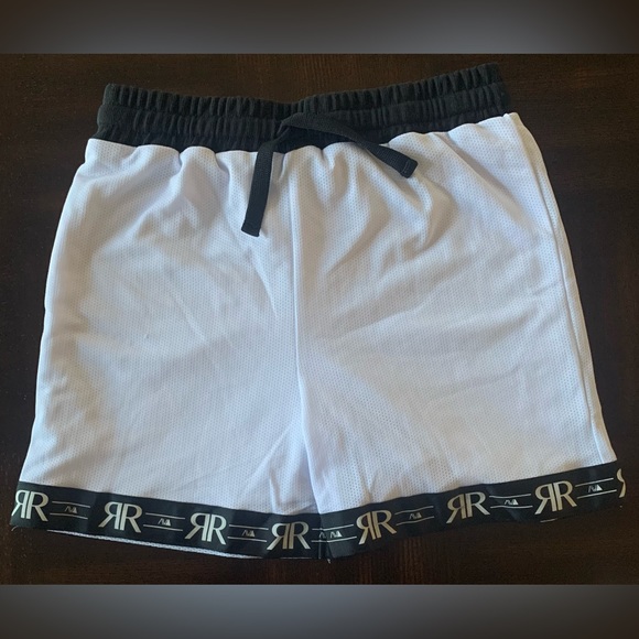 River Island White Black 'RR' Print Jersey Short - Picture 1 of 3